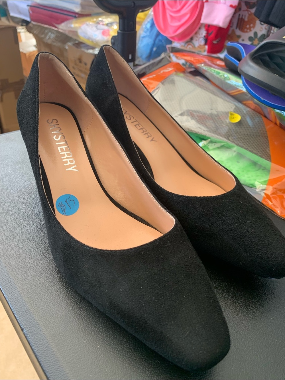 Black Suede Pointed-Toe Women's Heels